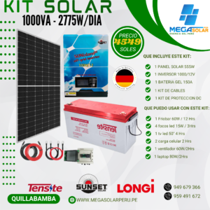 Kit Solar gel Hibrido 12/1000va SunIsland  2775w/dia