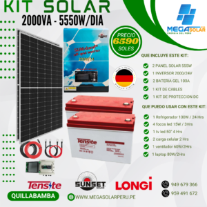Kit Solar gel Hibrido 24/2000va SunIsland  5550w/dia